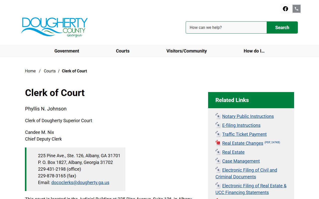 Dougherty County Clerk of Court for Albany people search