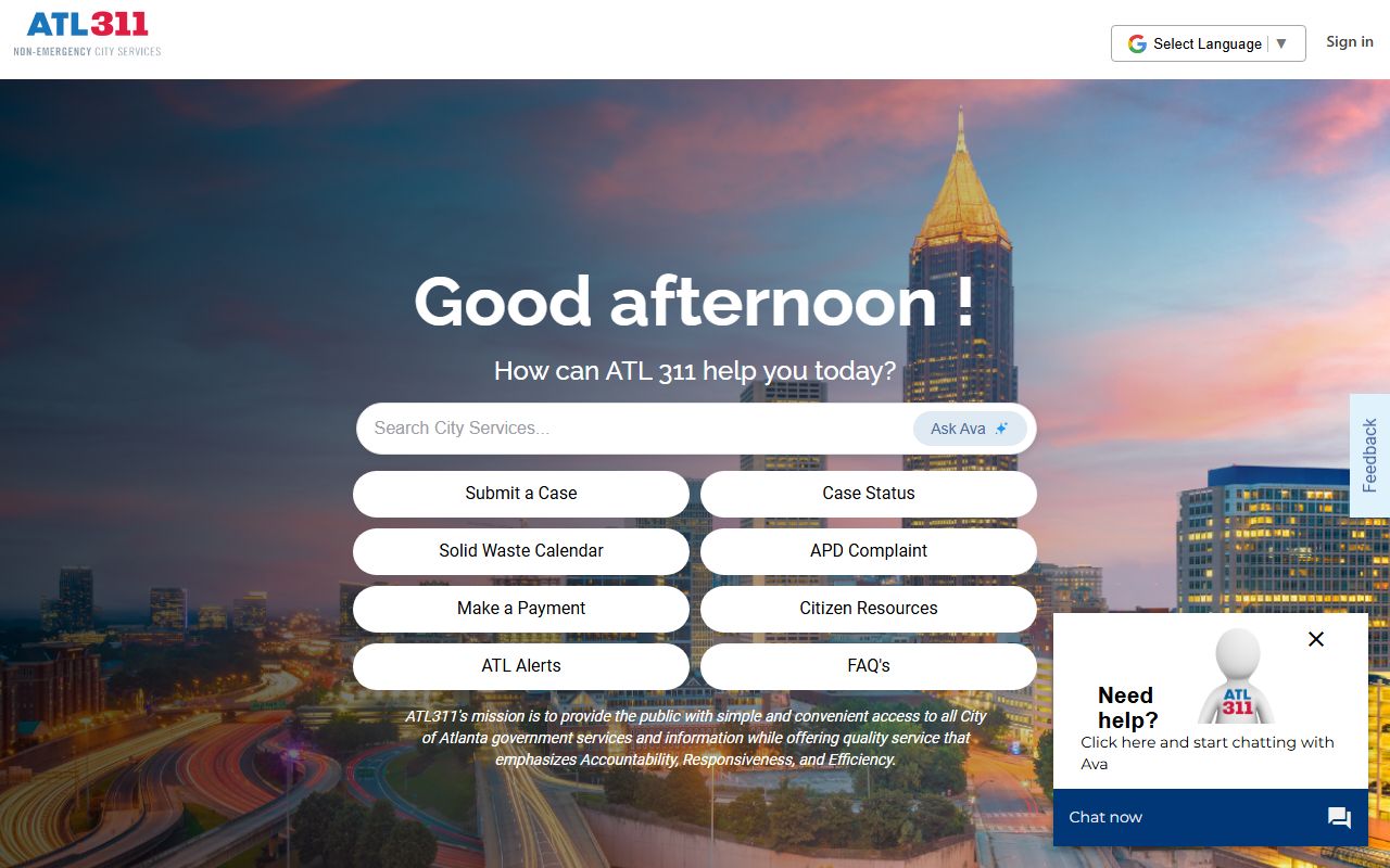 Atlanta people search ATL311 city services portal