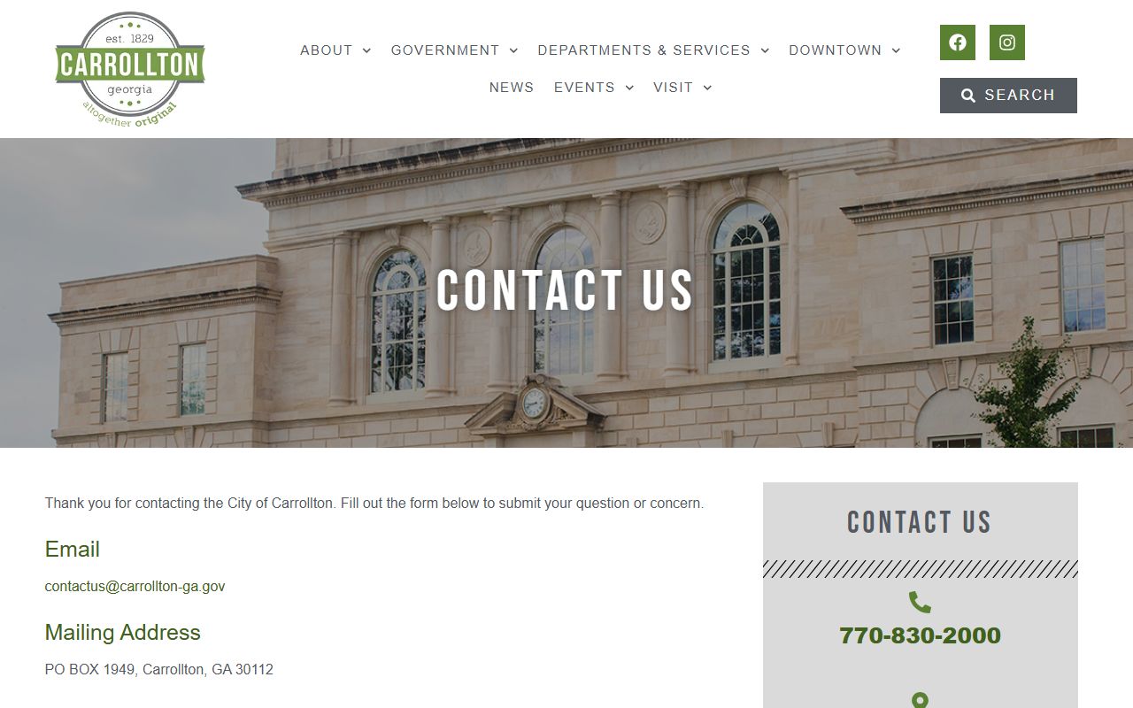 Carrollton city contact page people search