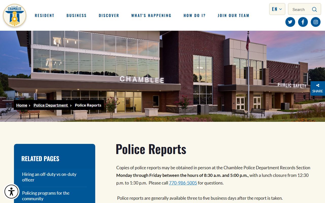 Chamblee police reports section people search