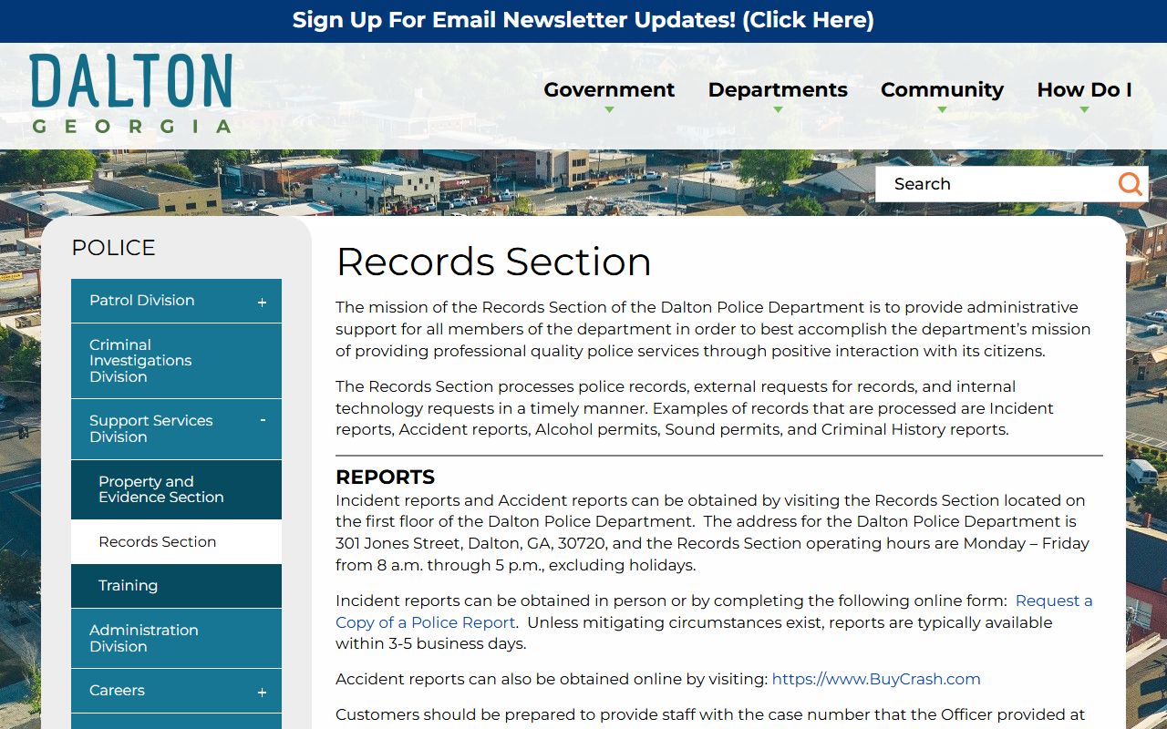 Dalton Police Records Section people search