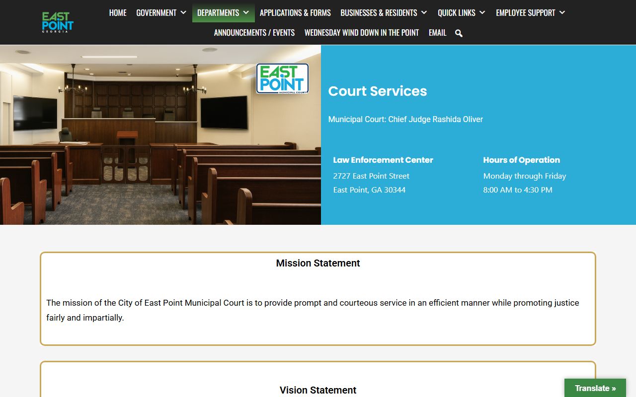 East Point court services page for people search records