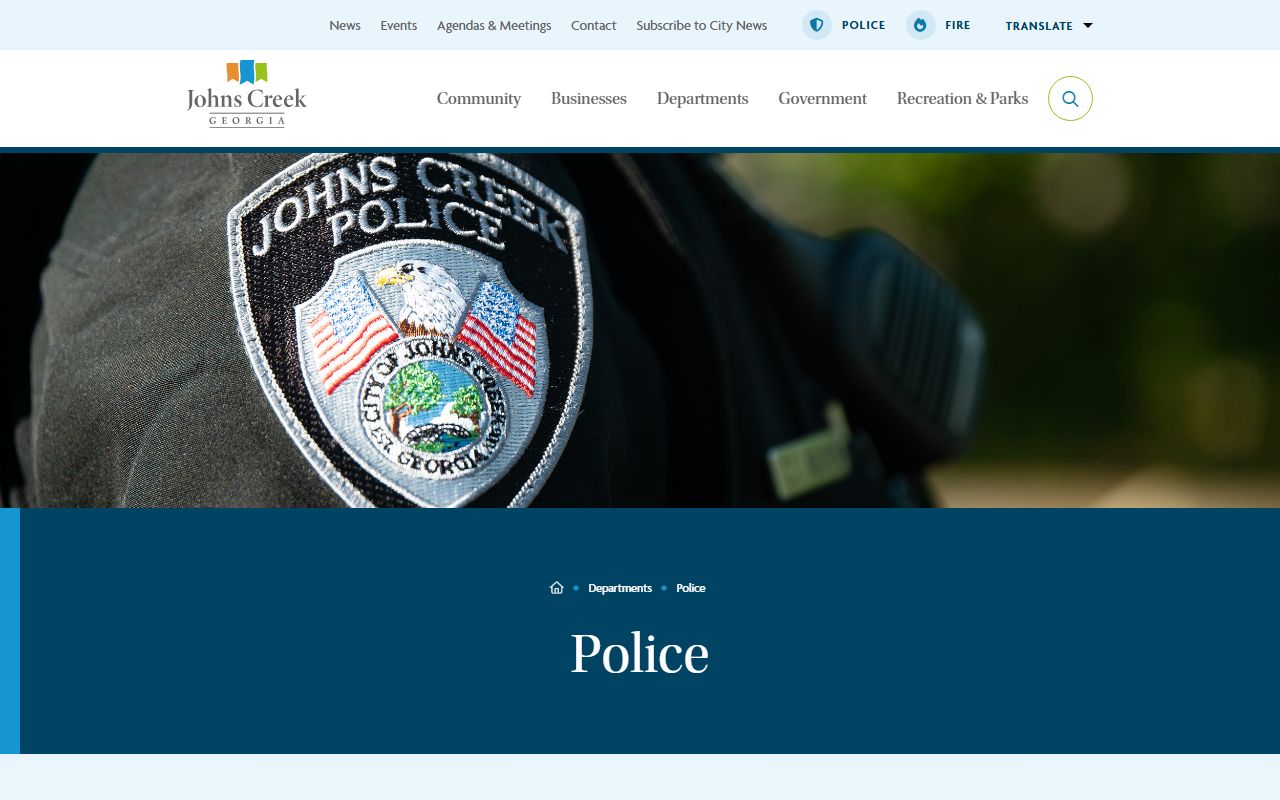 Johns Creek Police Department records for people search