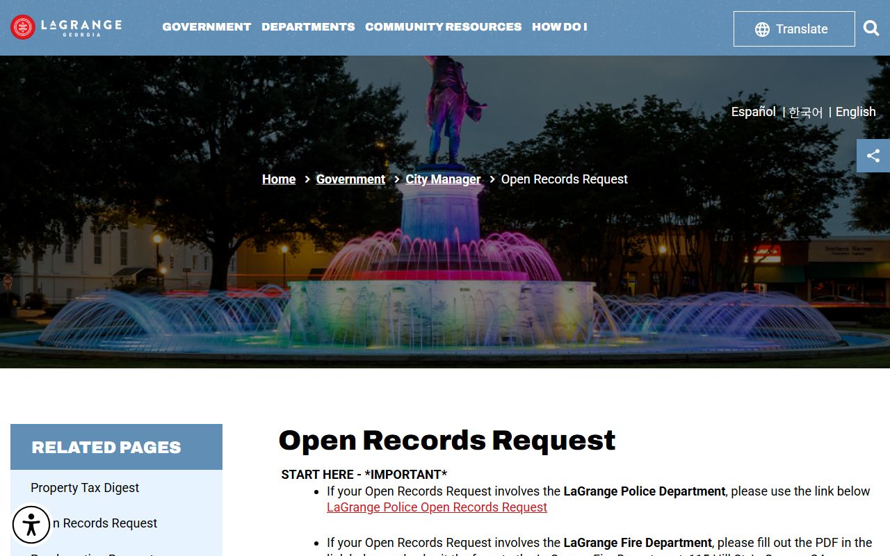 LaGrange open records info people search page