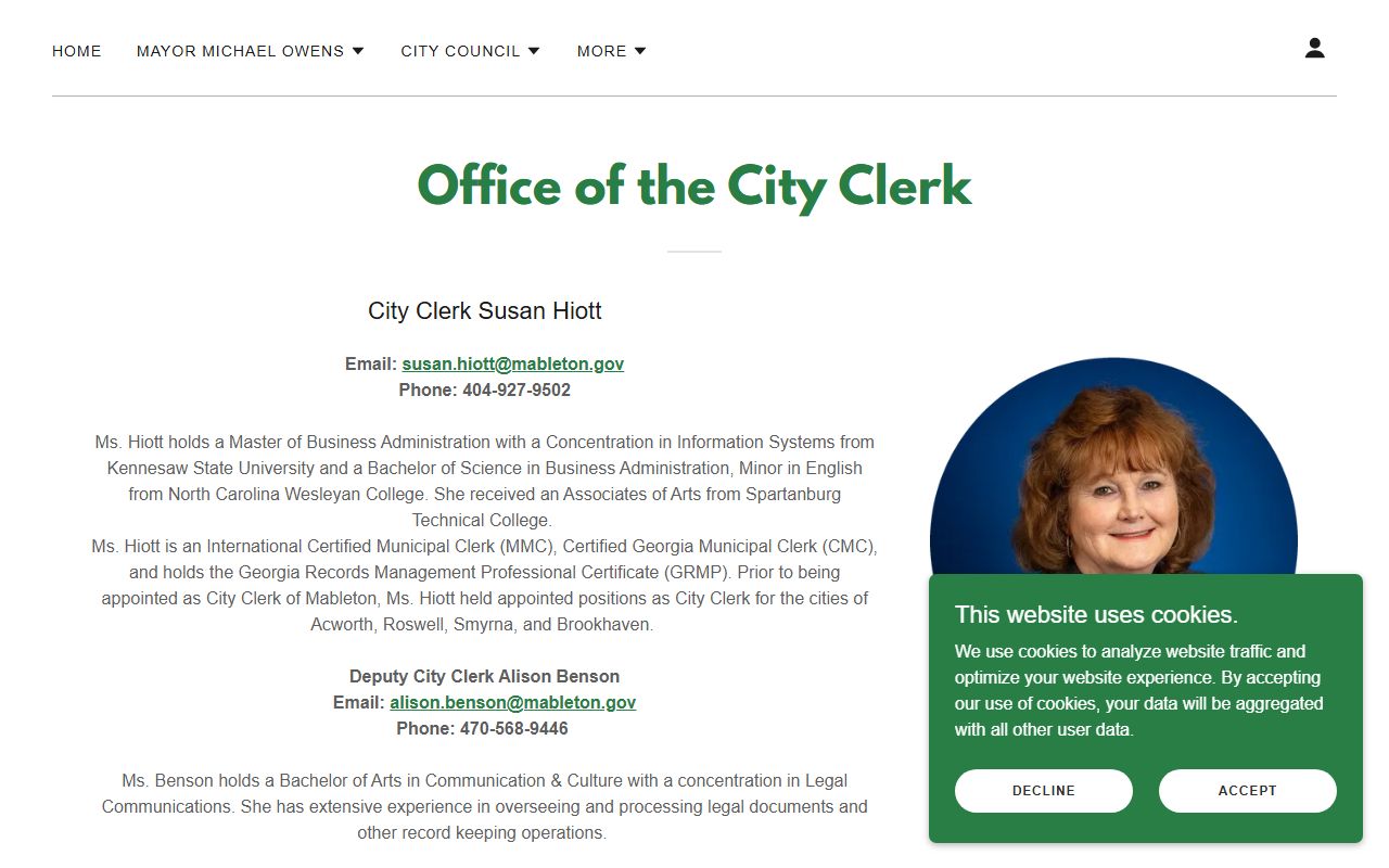 Mableton City Clerk office for people search records