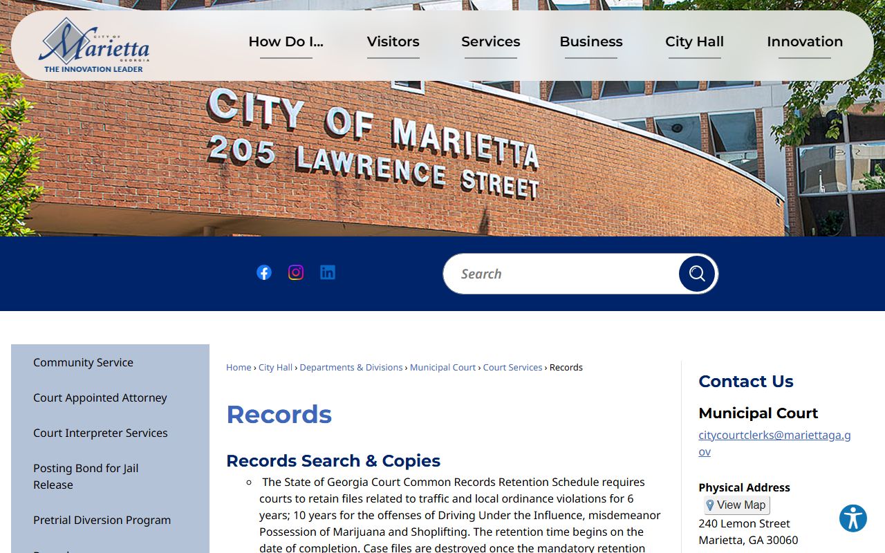 Marietta open records request page for people search