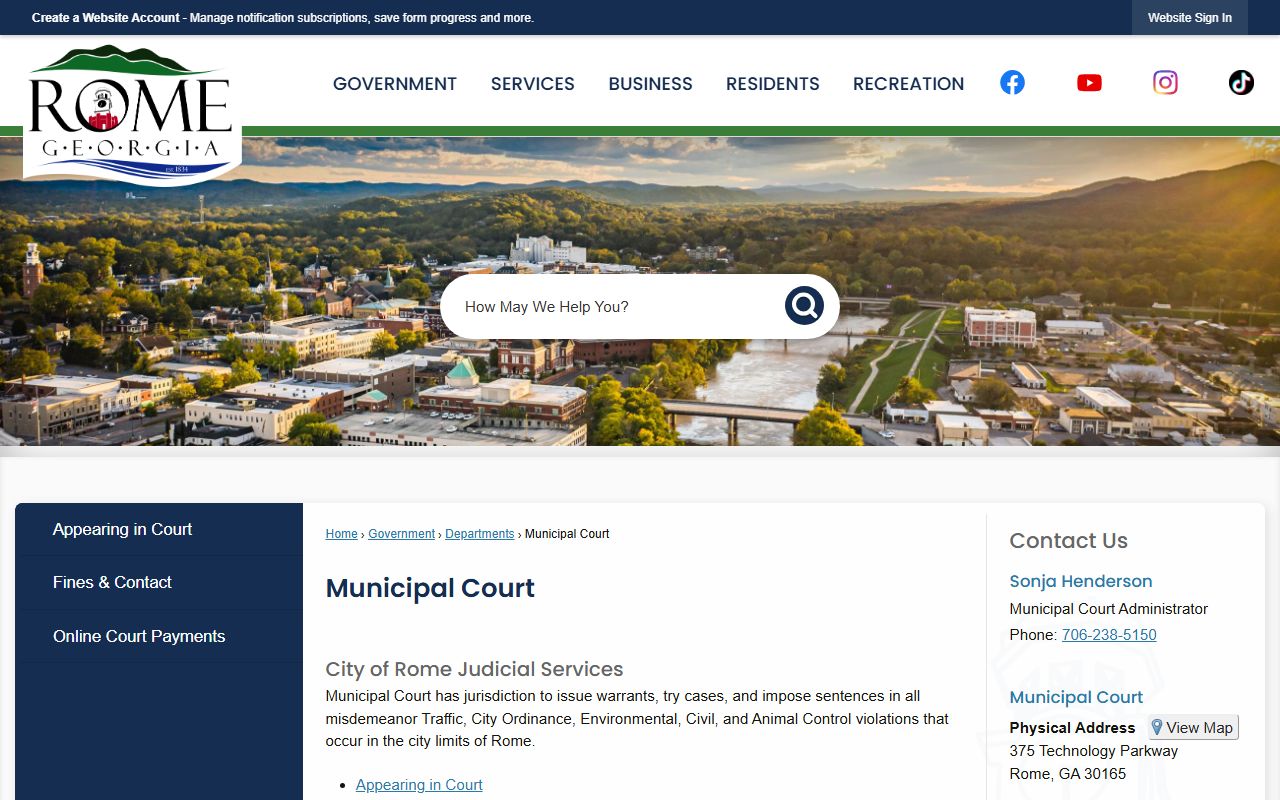 Rome Municipal Court for people search records