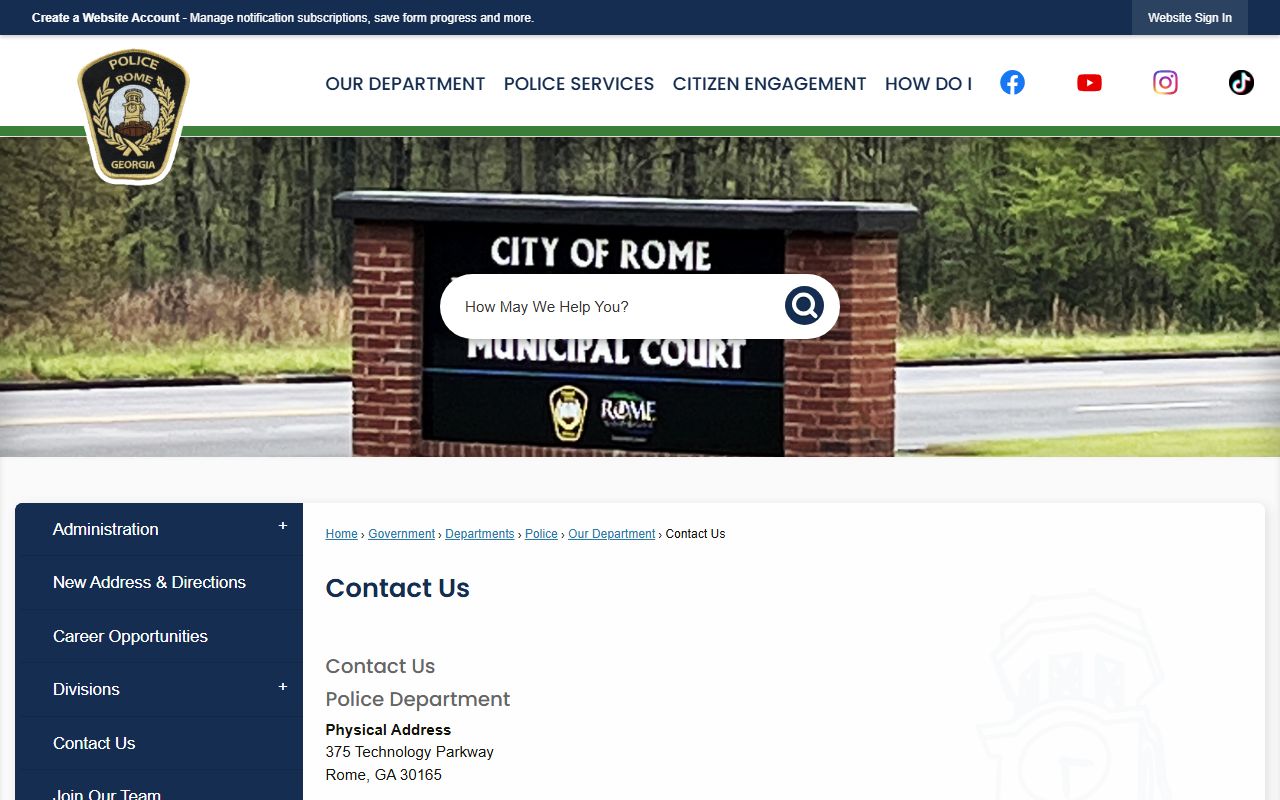 Rome Police contact info for people search