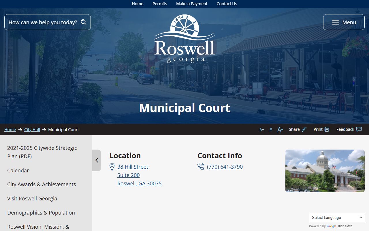 Roswell people search municipal court page