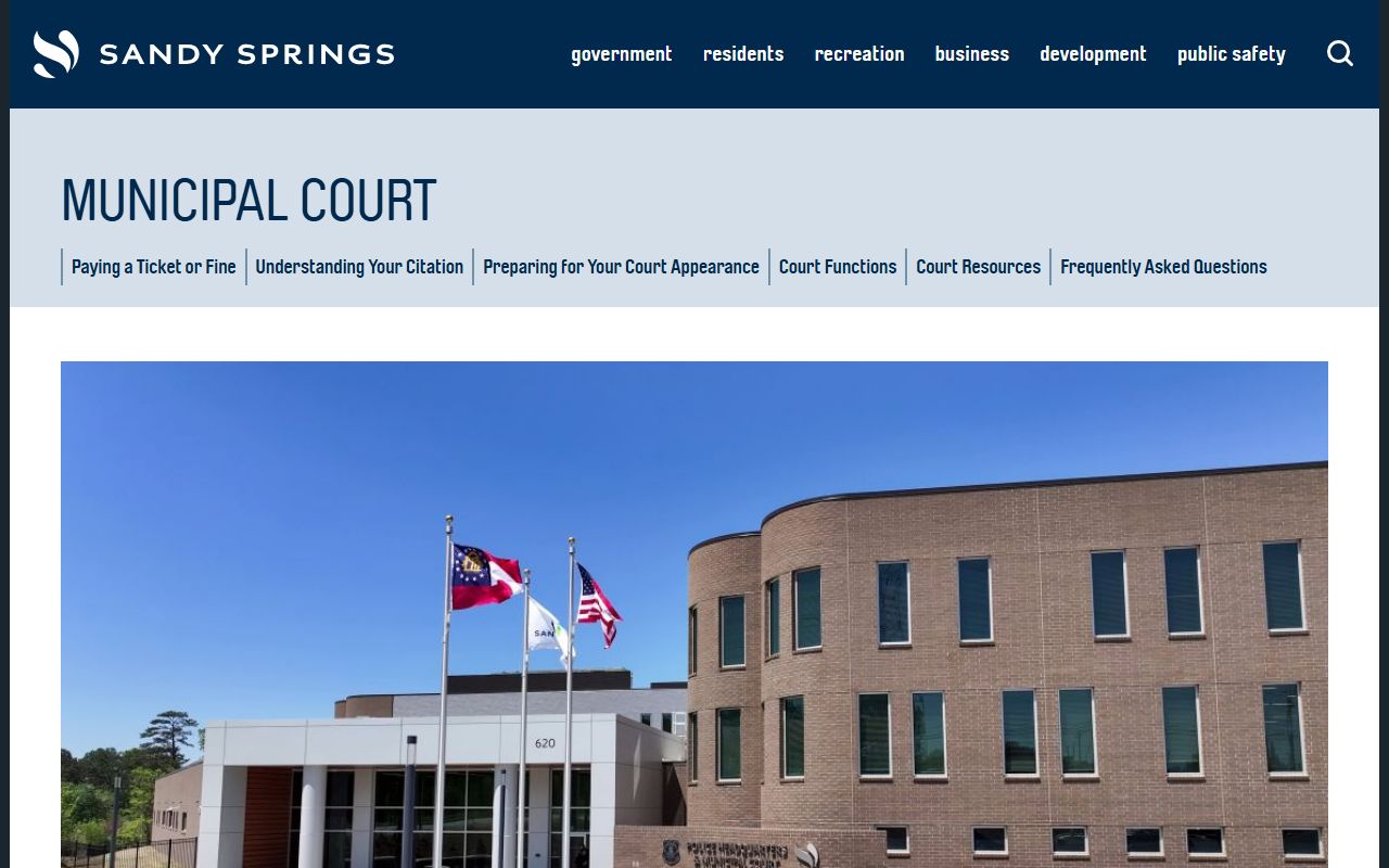 Sandy Springs people search municipal court page