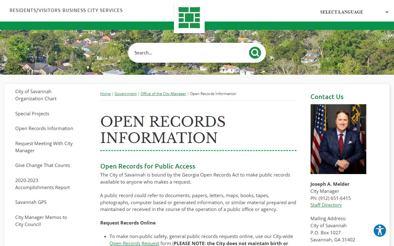 Savannah people search open records information page
