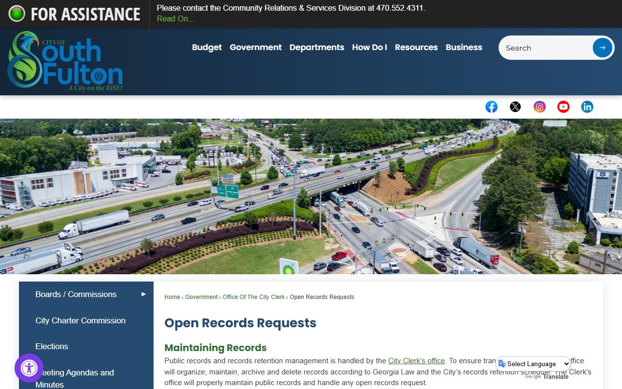 South Fulton people search open records request page