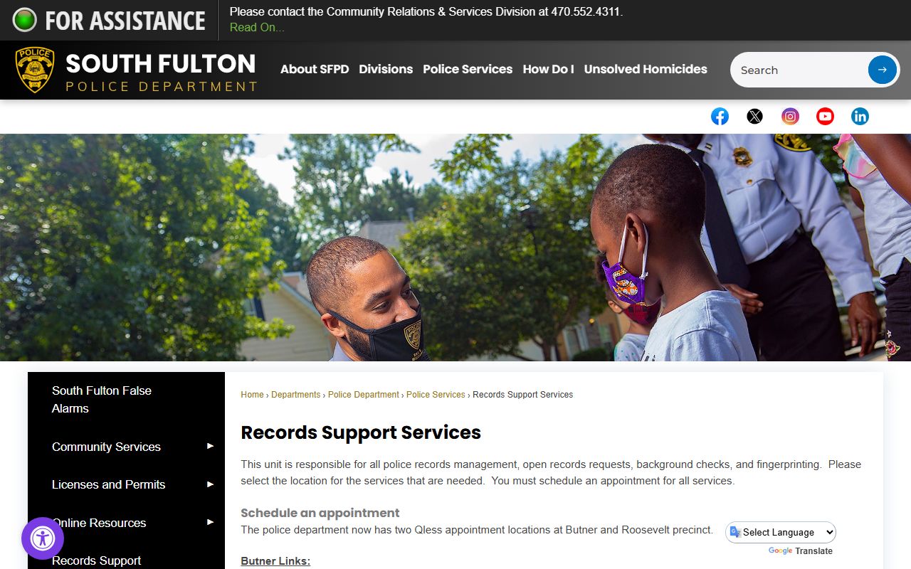 South Fulton people search police records support services