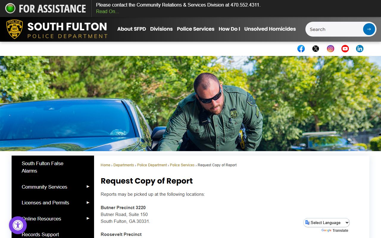South Fulton people search request copy of report page