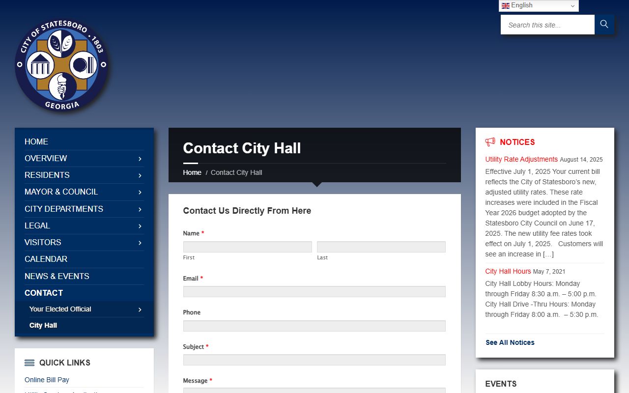 Statesboro contact city hall people search info