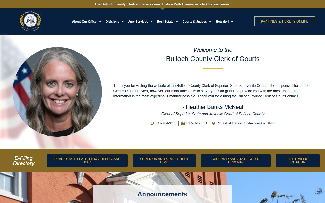 Bulloch County Clerk of Courts people search portal