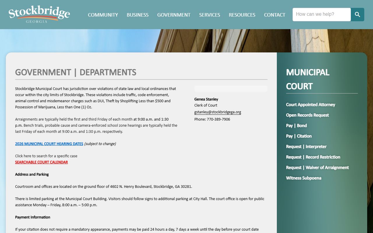 Stockbridge Municipal Court people search records