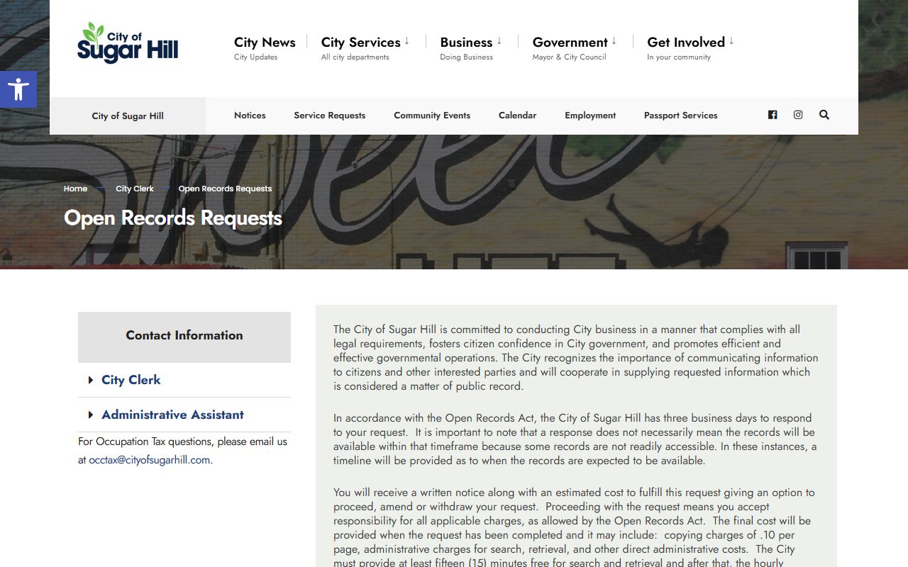 Sugar Hill open records request people search