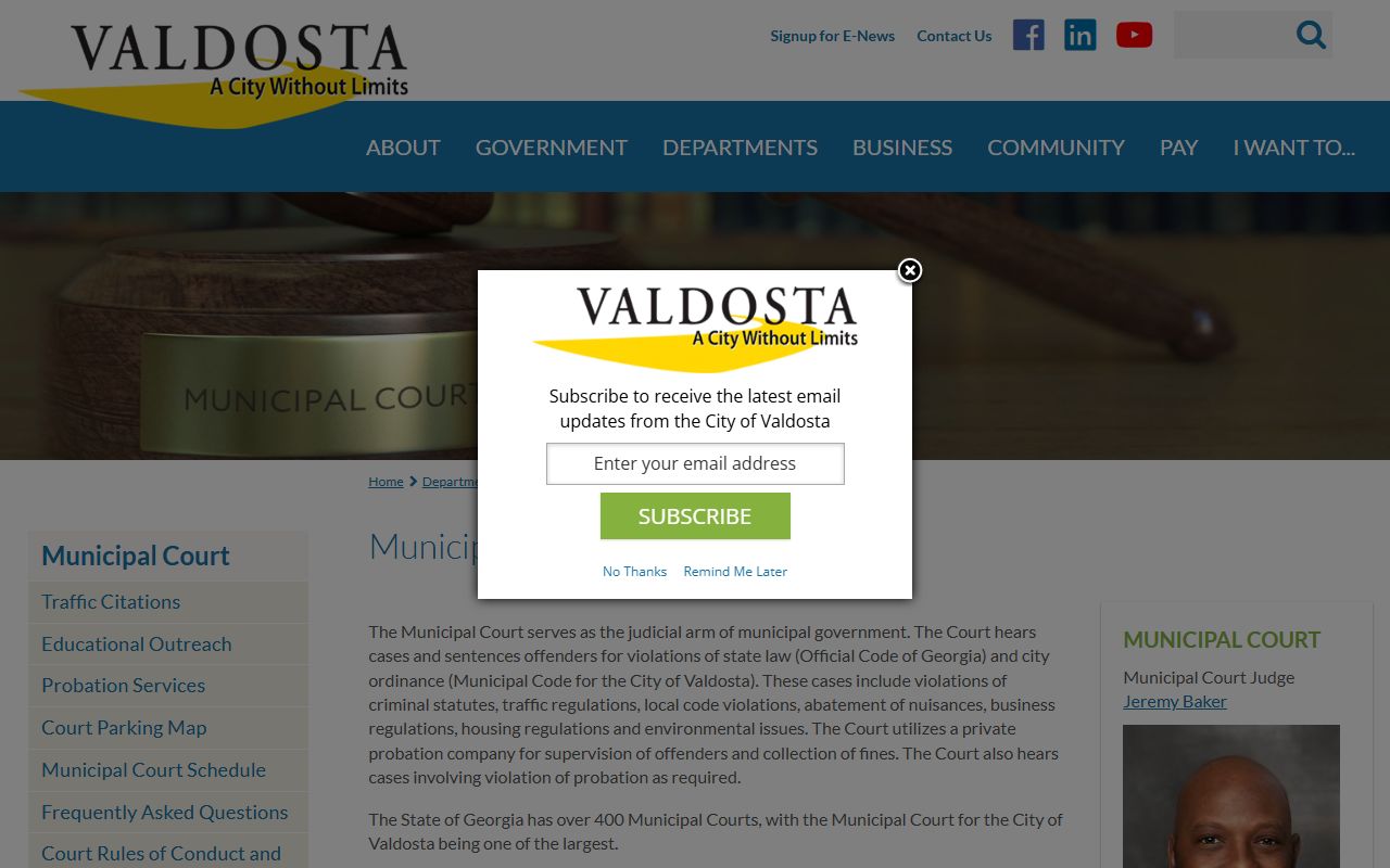 Valdosta municipal court people search records
