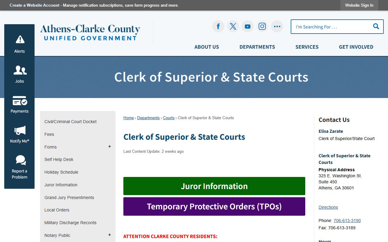 Athens-Clarke County clerk of court people search