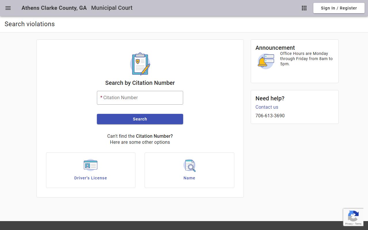 Athens-Clarke County violation search people search