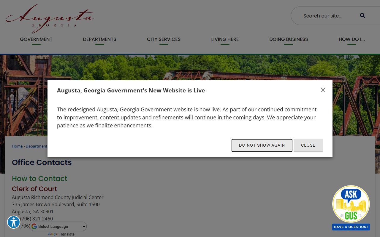 Augusta-Richmond County office contacts directory people search