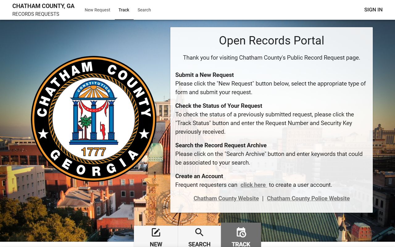 Chatham County open records portal for people search
