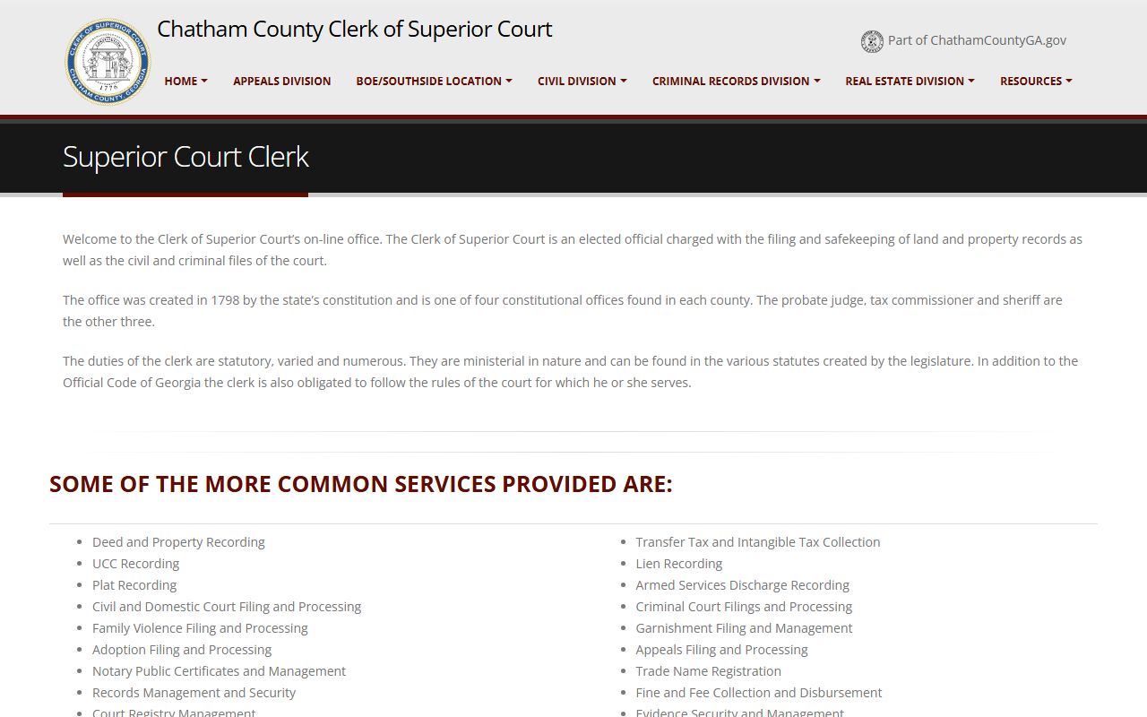 Chatham County Clerk of Superior Court for people search