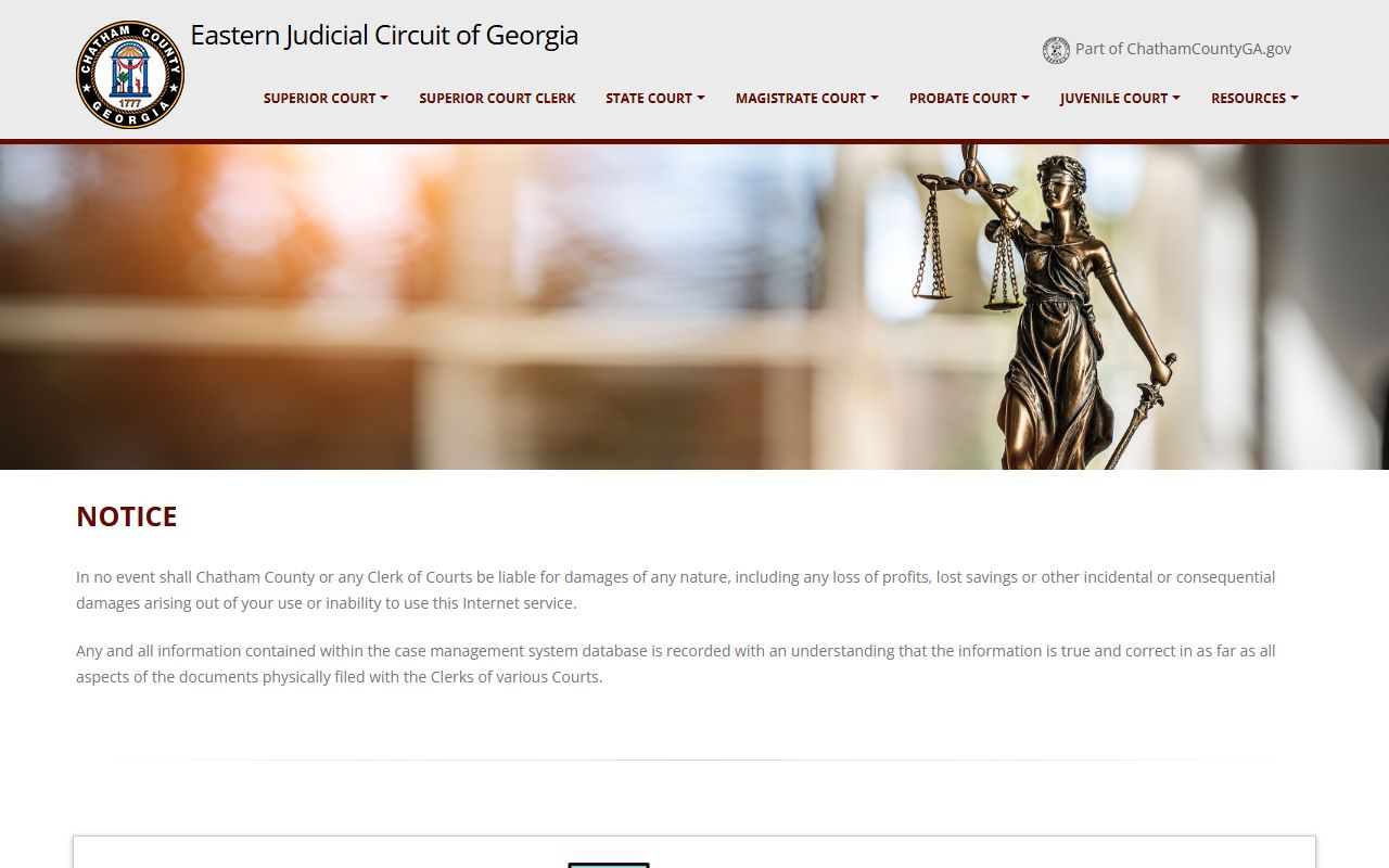 Chatham County Courts home page for people search