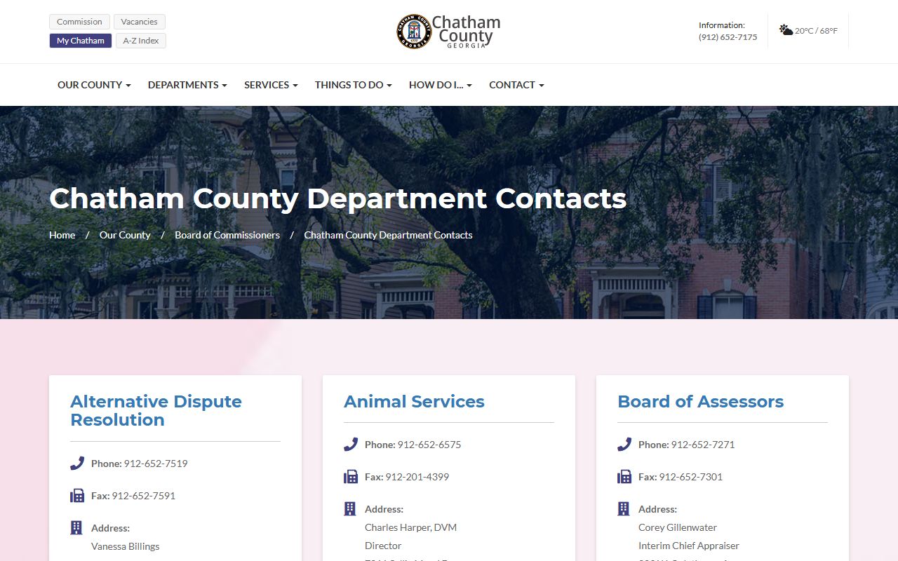 Chatham County department contacts for people search