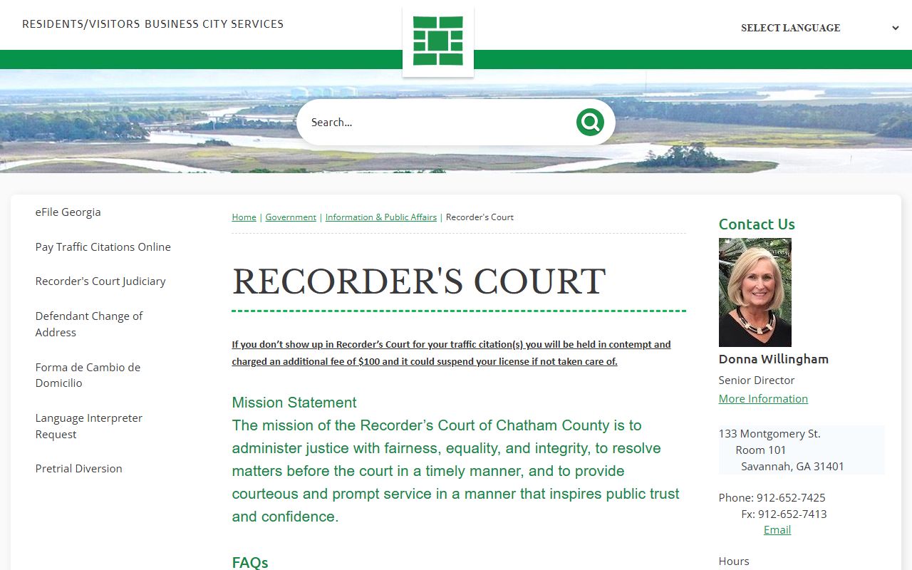 Chatham County Recorder's Court for people search
