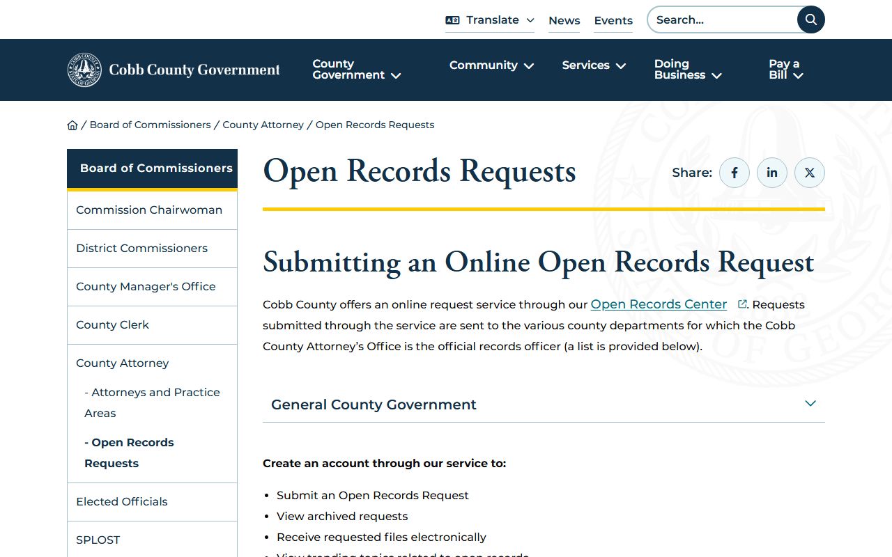 Cobb County open records information for people search