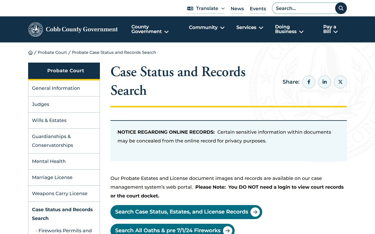 Cobb County Probate Court records search for people search