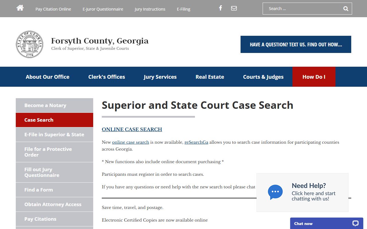 Forsyth County case search info for people search