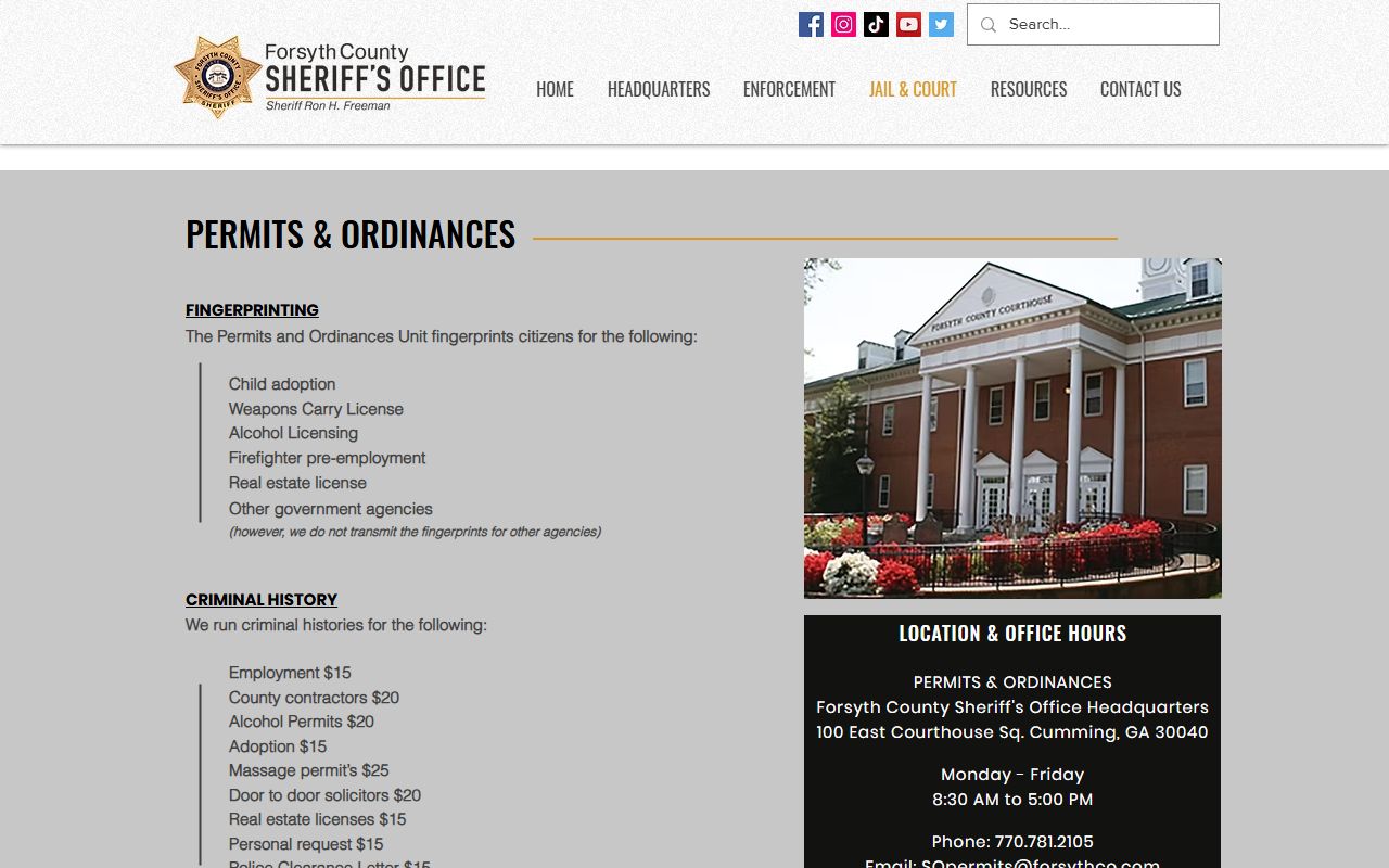 Forsyth County Sheriff permits and records people search