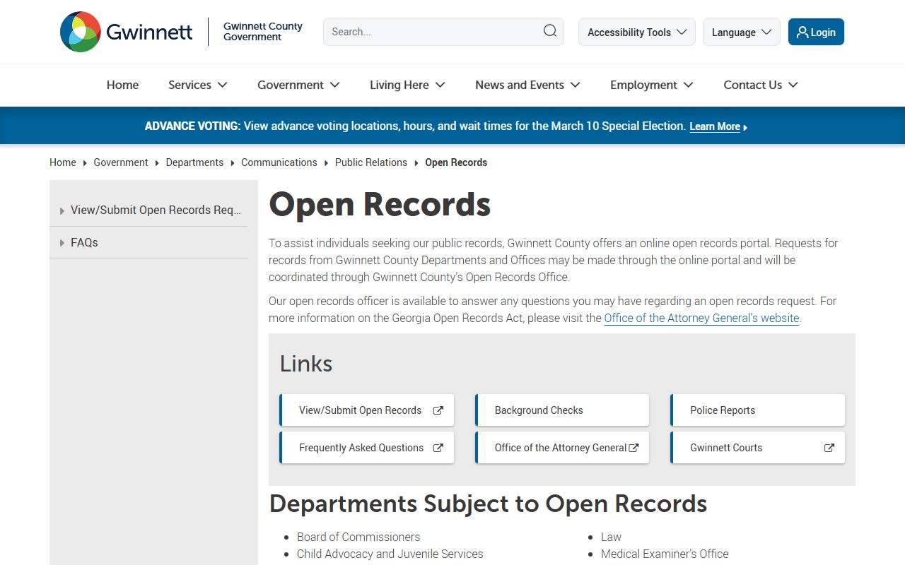 Gwinnett County open records information for people search