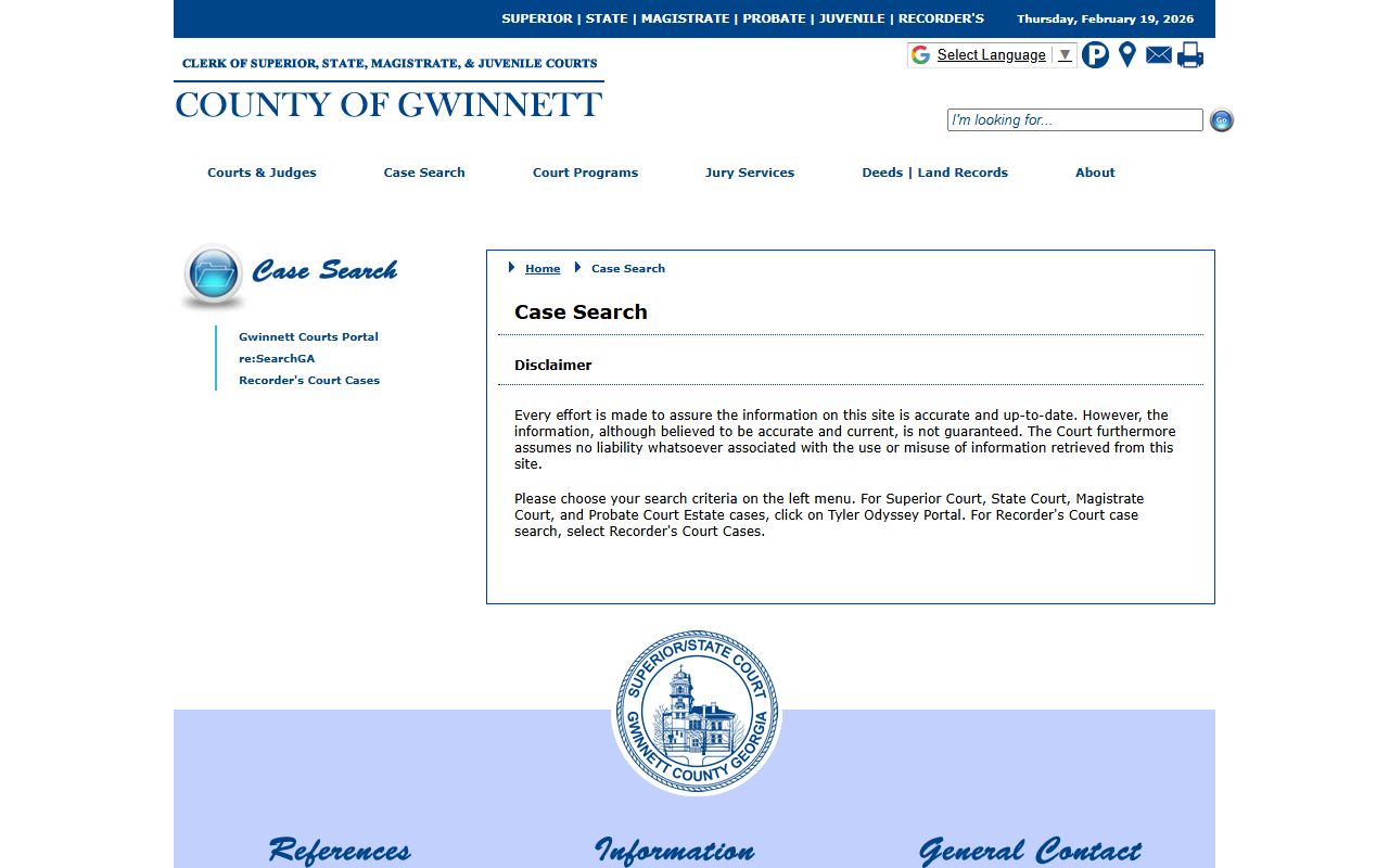 Gwinnett County case search information for people search