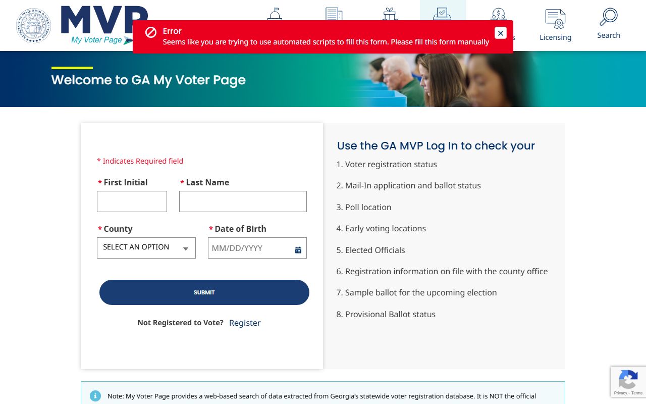 Georgia My Voter Page people search tool