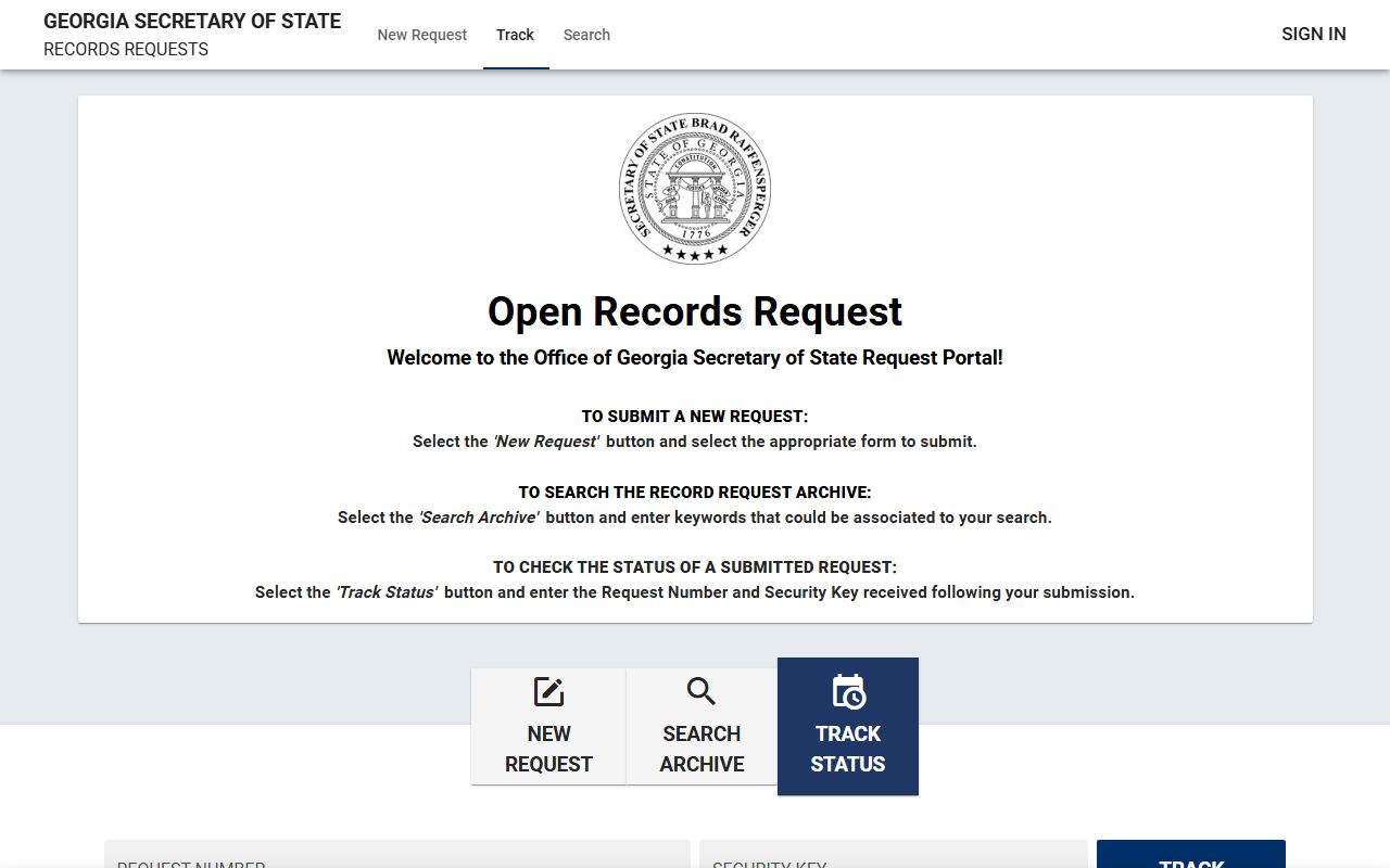 Georgia Secretary of State JustFOIA people search portal